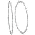 1.20Ct Diamond Inside Outside Skinny Hoops 14k White Gold Lab Grown2" Tall
