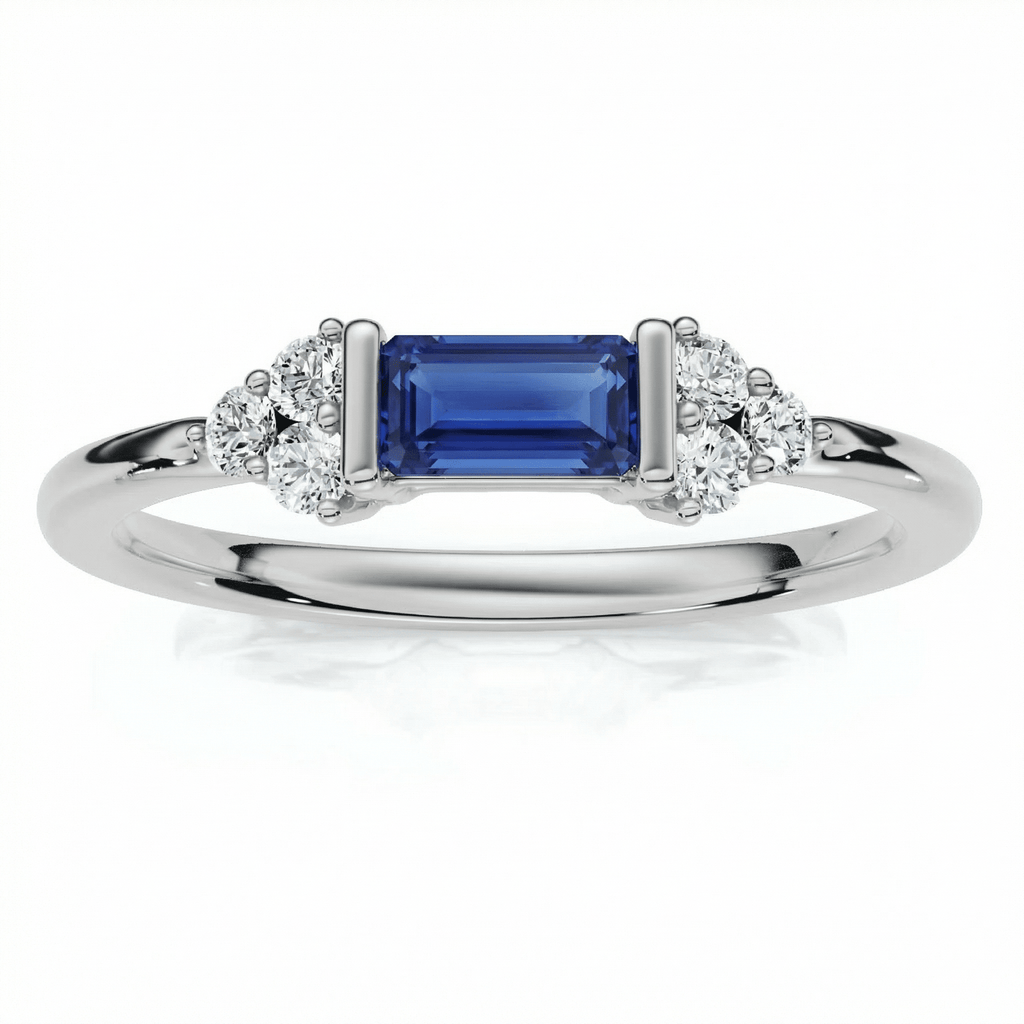 1/3Ct Thin Sapphire Diamond Stackable Wedding Ring 14k Gold Lab Grown