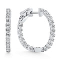1.75 ct Lab Grown Diamond Hoops Inside Outside 1 1/3" 14K White Gold Vault Lock