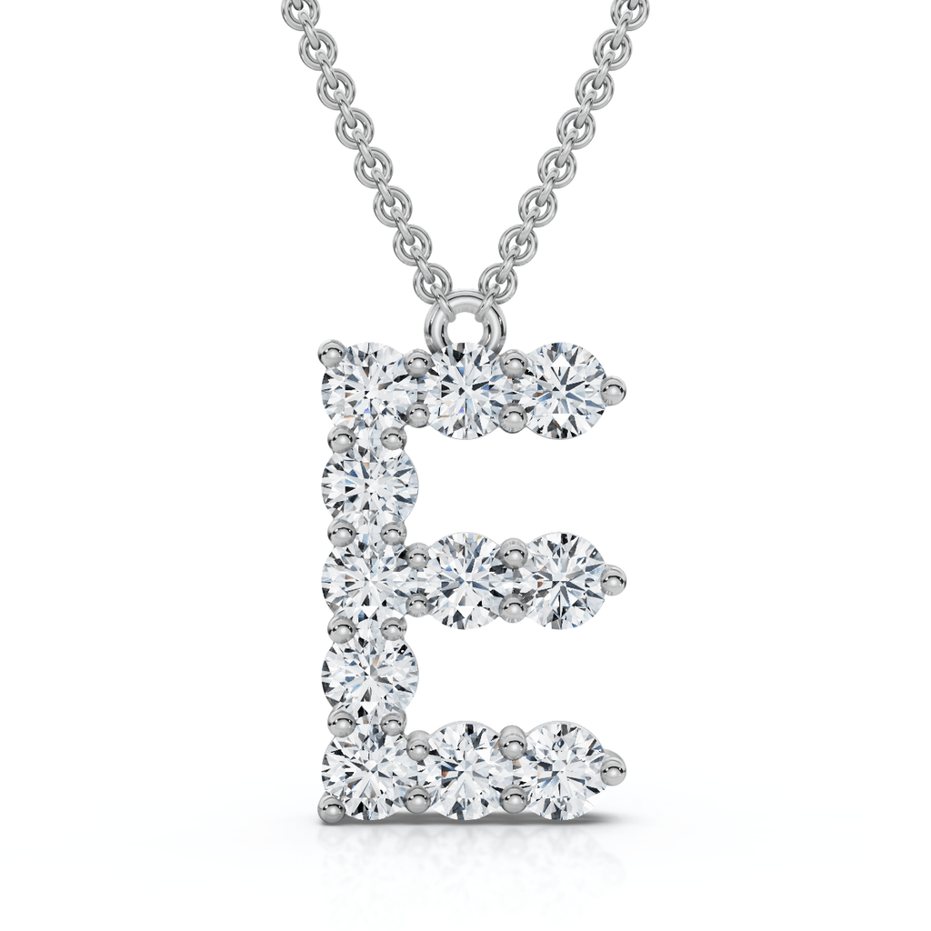 1Ct Diamond Initial "E" Pendant 14k Gold 18" Necklace Lab Grown 5/8" Tall