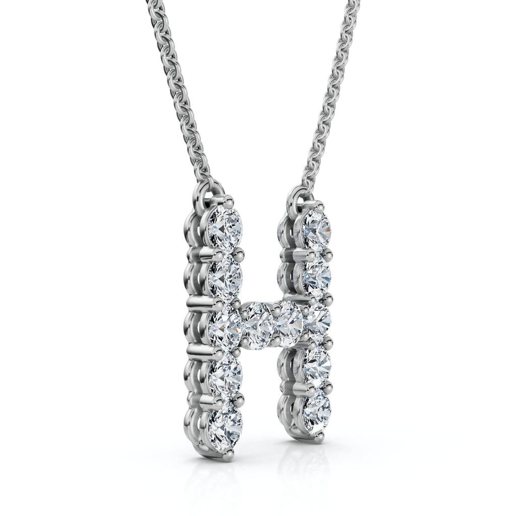 1Ct Diamond Initial "H" Pendant 14k Gold 18" Necklace Lab Grown 5/8" Tall