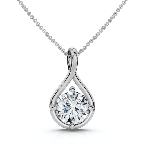 1Ct Diamond Infinity Pendant 14k Gold Necklace 18" Lab Grown EF/VS