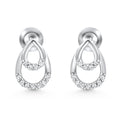 1/10ct Diamond Pear Shape Dangle Petite Earrings 14k White Gold