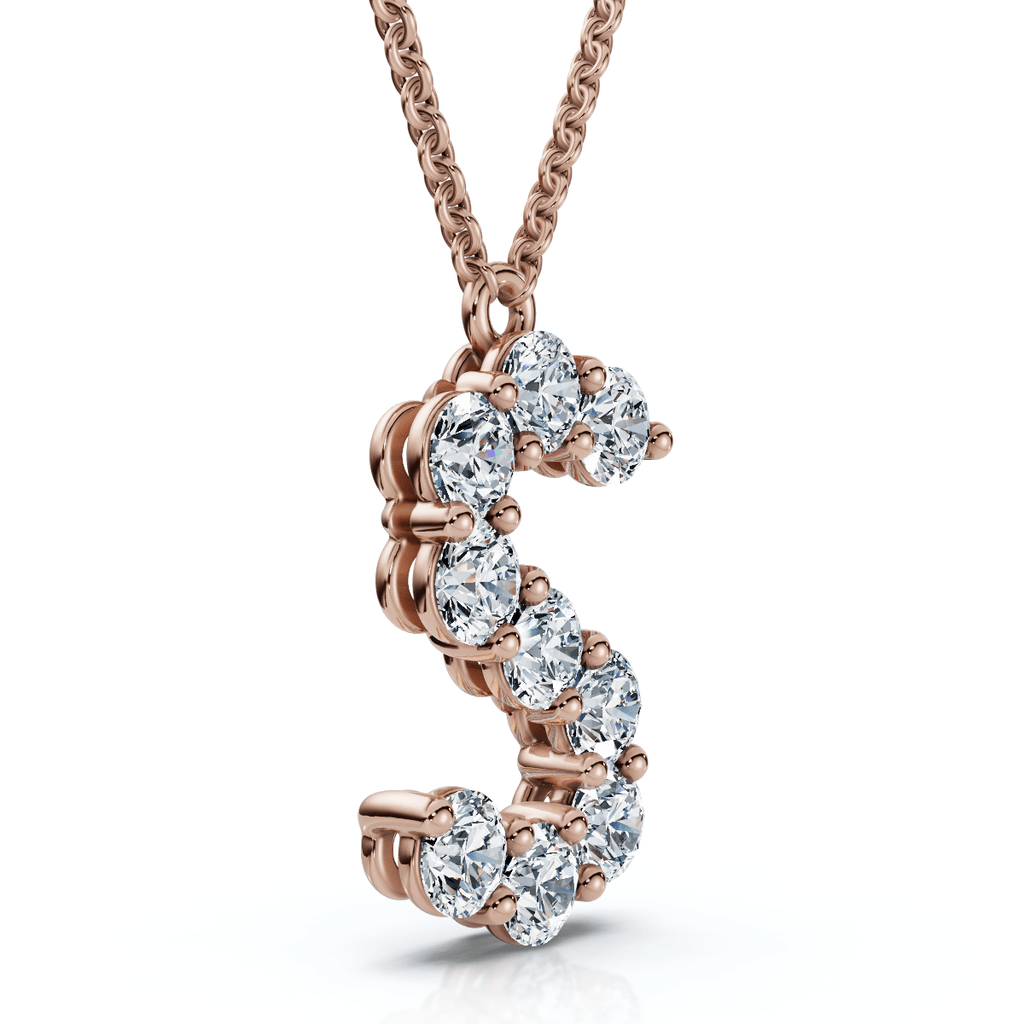 1Ct Diamond Initial "S" Pendant 14k Gold 18" Necklace Lab Grown 5/8" Tall