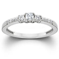 1/3ct Three Stone Round Diamond Engagement Ring 14K White Gold Size Selectable