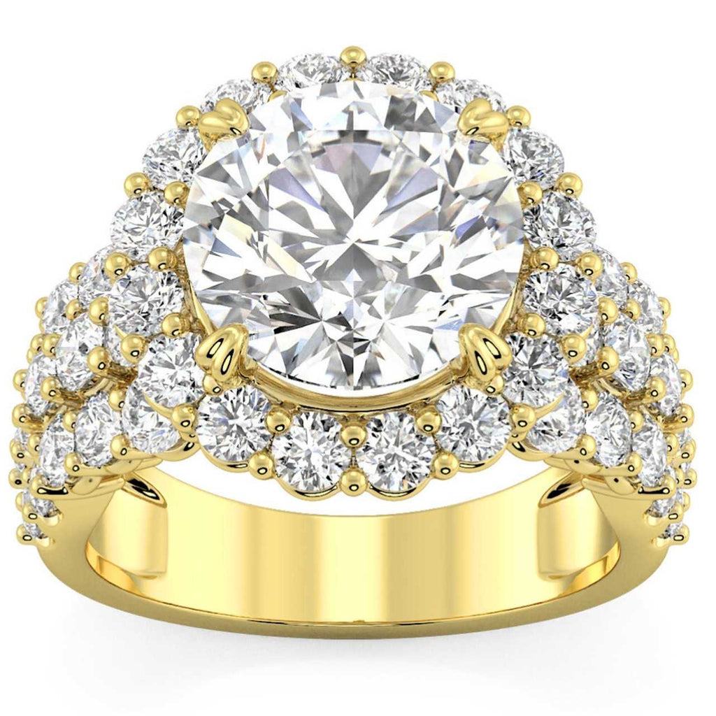 Certified 5Ct Diamond Multi Row Engagement Ring 14k Gold Lab Grown