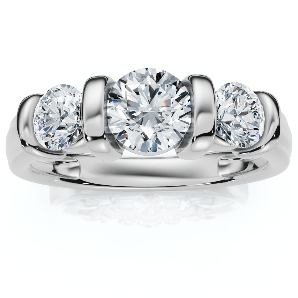 1ct 3-Stone Bar Set Engagement Ring 10K Lab Grown