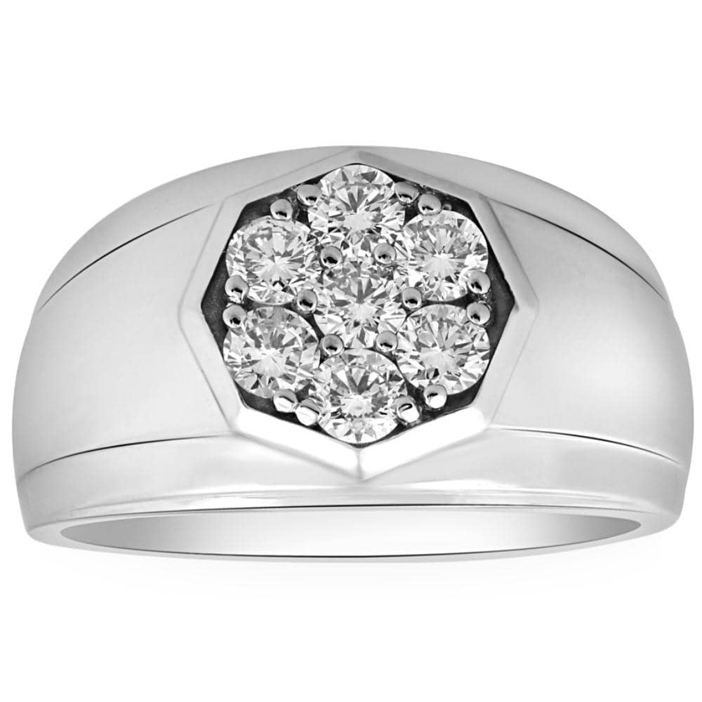 1Ct Men's 7 Stone Diamond Ring in 14k Gold Lab Grown