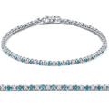 1 1/2ct Blue and White Diamond Tennis Bracelet 14K White Gold