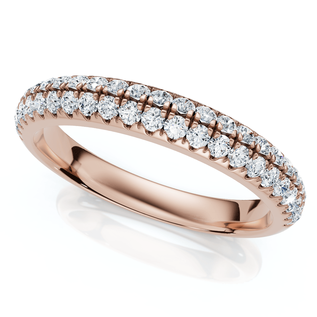 1/4Ct Micro Pave Diamond Wedding Ring 1/2 Eternity Band 14k Gold Lab Grown
