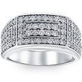2Ct Diamond Mens Ring in 10k White or Yellow Gold