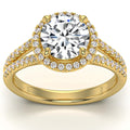 3Ct Halo Diamond Engagement Ring Split Band White, Yellow or Rose Gold Lab Grown