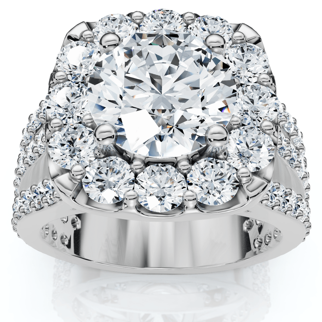 Certified 4Ct Diamond 3-Row Engagement Ring 14k Gold Lab Grown