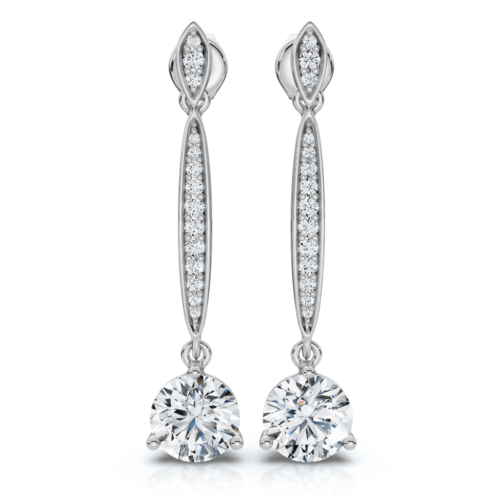 1 5/8Ct Drop Dangle Earrings 14k Gold Lab Grown