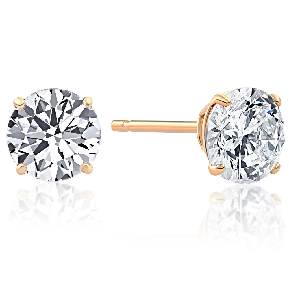 .33Ct Round Brilliant Cut Natural Quality VS2-SI1 Diamond Stud Earrings in 14K Gold Classic Setting