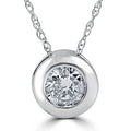 14K White Gold 1/2ct Round Solitaire Diamond Solitaire Bezel Pendant