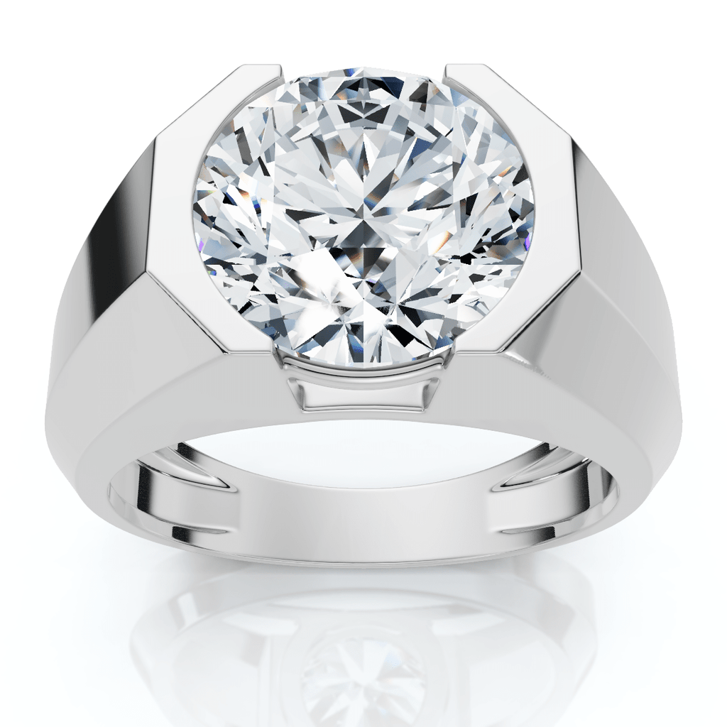 Certified 5 Ct Elon Signature Men's Bezel Diamond Ring Lab Grown