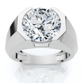 Certified 5 Ct Elon Signature Men's Bezel Diamond Ring Lab Grown
