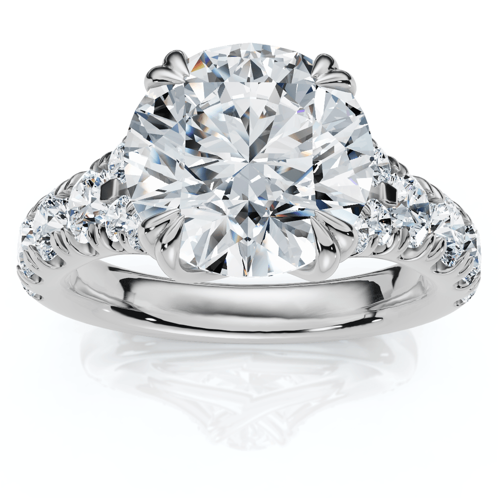 Certified 4Ct Vivian Diamond Engagement Round Diamond Ring 14k Gold Lab Grown