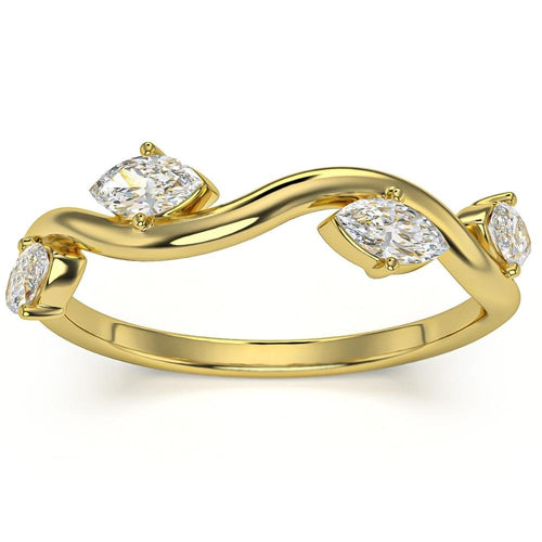 1/2Ct Marquise Diamond Wedding Vine Stackable Ring in White Yellow or Rose Gold