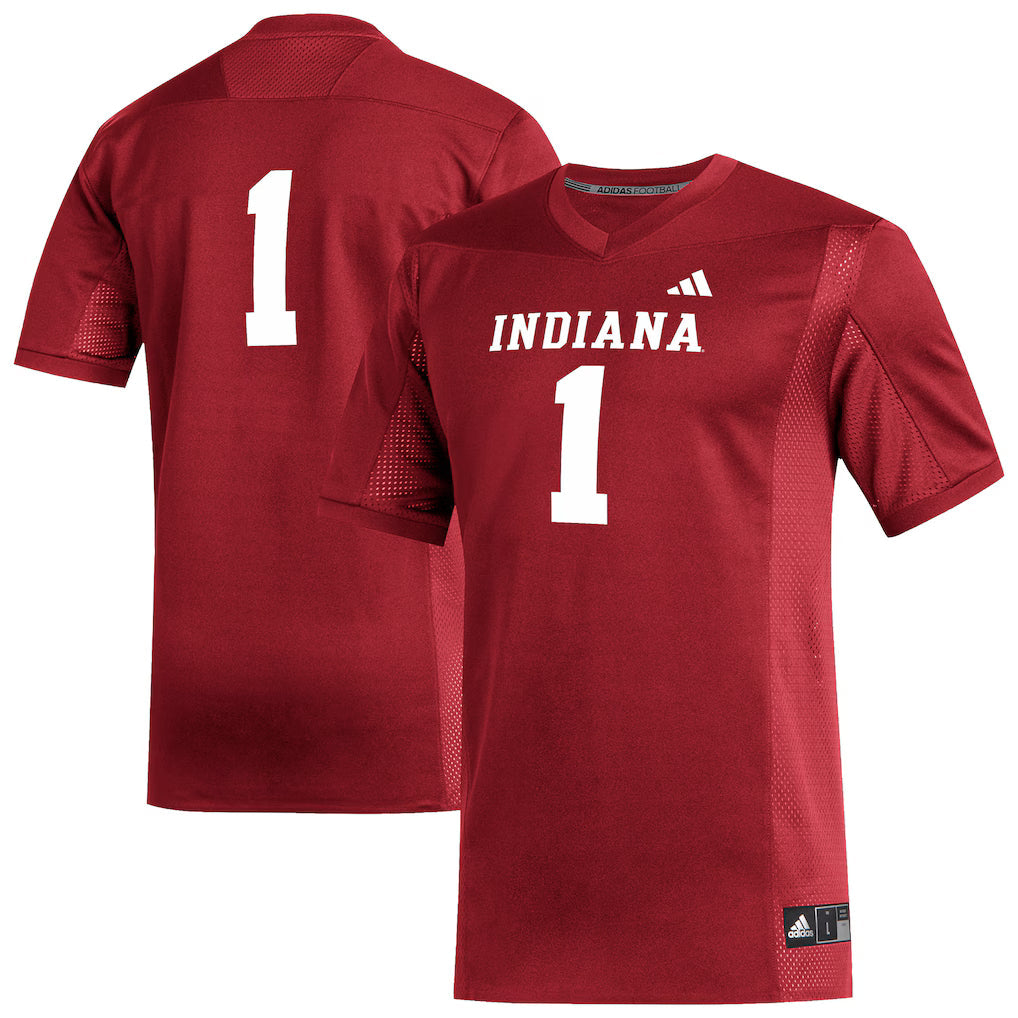 #1 Indiana Hoosiers adidas Football Jersey - Crimson