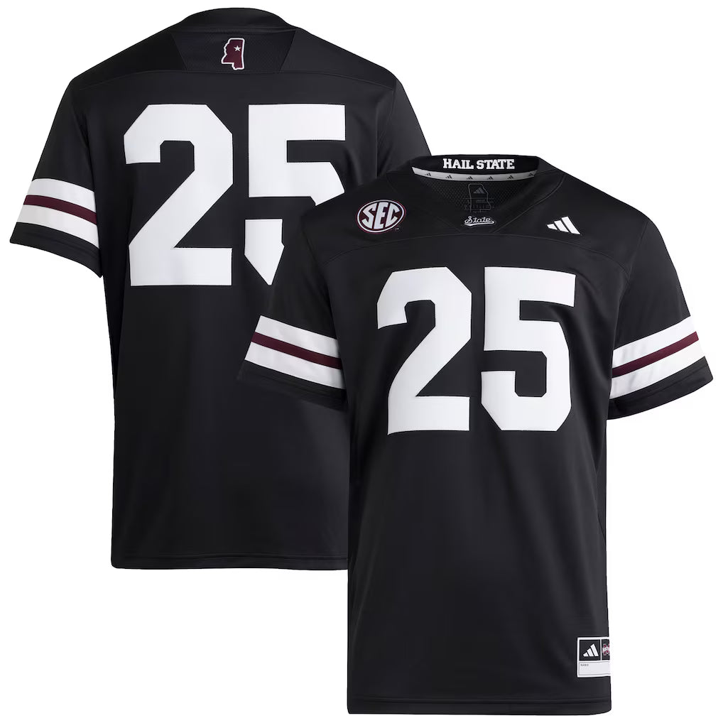 #25 Mississippi State Bulldogs Premier Strategy Jersey - Black