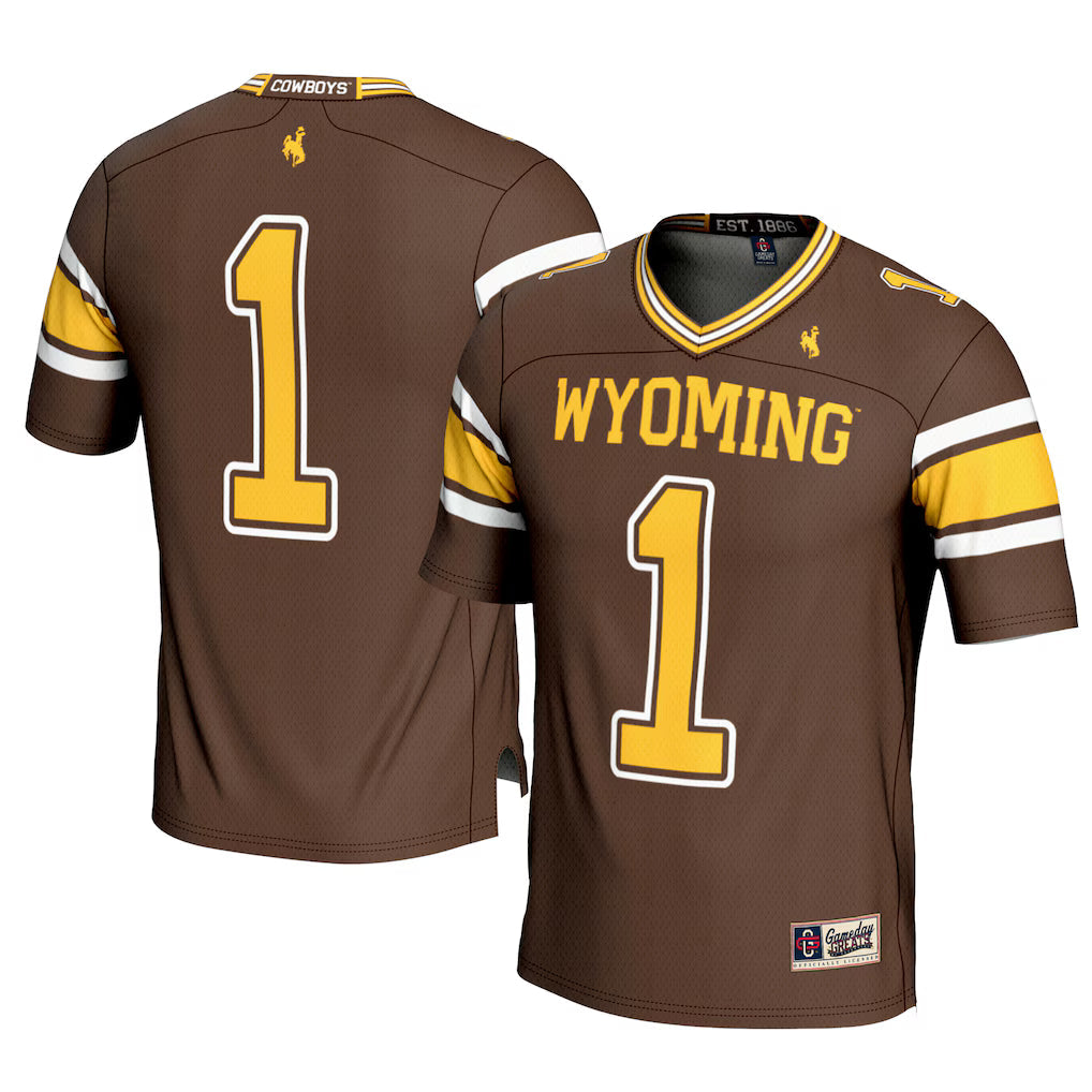 #1 Wyoming Cowboys GameDay Greats Football Jersey – Brown