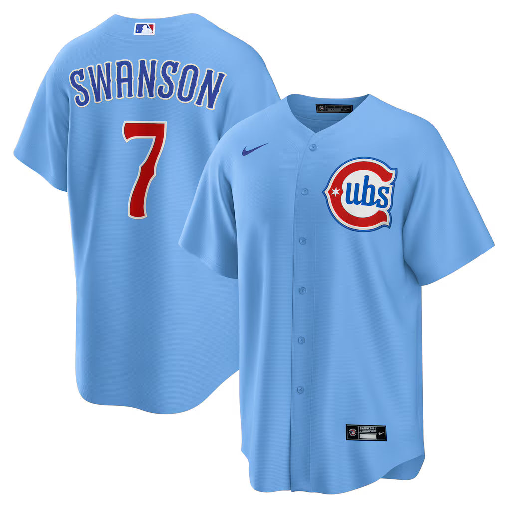 Dansby Swanson Chicago Cubs Player Jersey - Light Blue