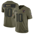 Drake Maye New England Patriots 2025 Salute to Service Limited Jersey - Olive
