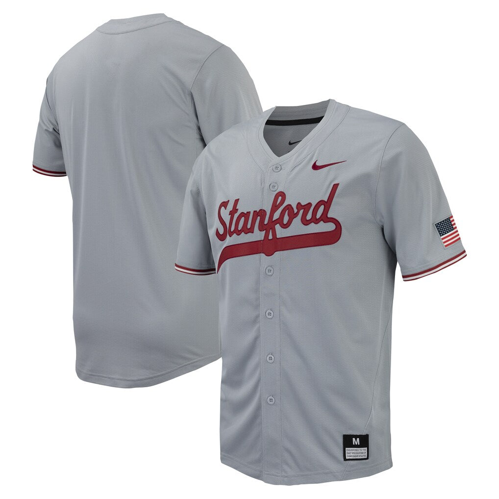 Stanford Cardinal Full-Button Baseball Jersey - Gray