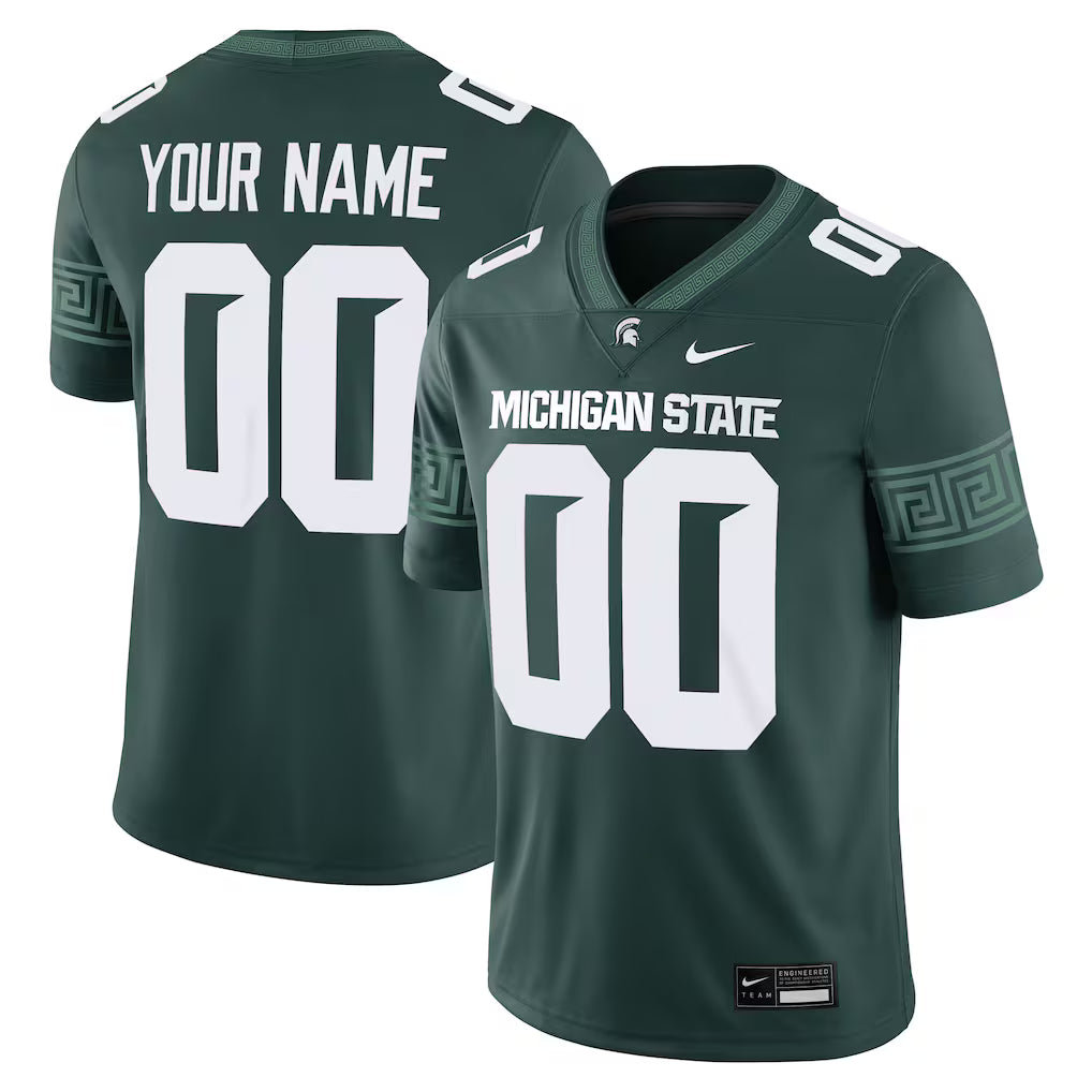 Michigan State Spartans Custom Football Game Jersey - Green