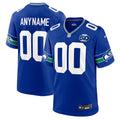 Seattle Seahawks 50th Season Throwback Custom Game Jersey - Royal