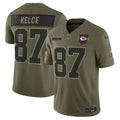 Travis Kelce Kansas City Chiefs 2025 Salute to Service Limited Jersey - Olive