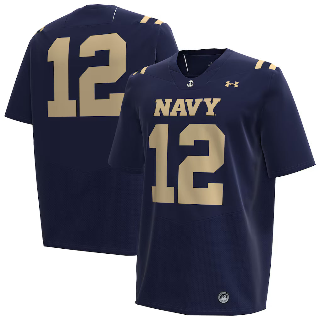 #12 Navy Midshipmen Under Armour Football Jersey - Navy