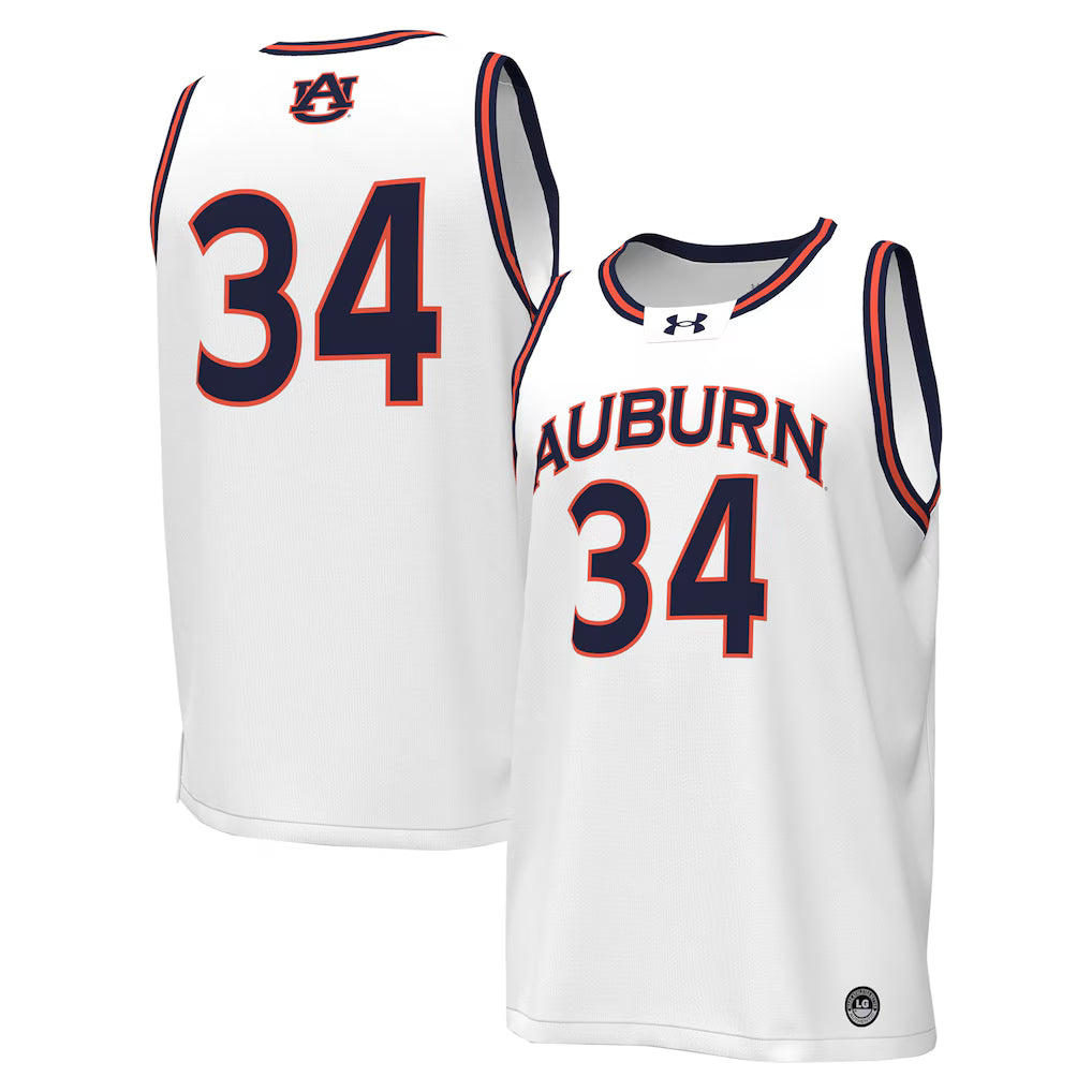 #34 Auburn Tigers Under Armour Basketball Jersey - White