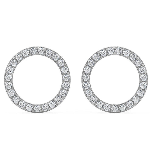 1/4Ct Circle Diamond Earrings in White, Yellow, or Rose Gold Lab Grown