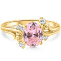 1 3/4Ct Pink Topaz & Diamond Deco Ring Gold Lab Grown