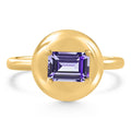Candy Button 14k Yellow Gold Emerald Cut Amethsty Ring