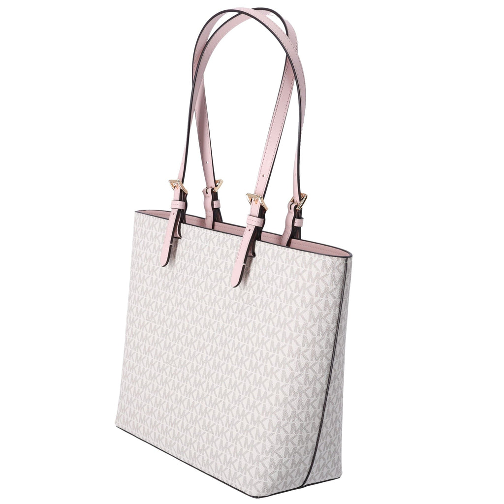 Michael Kors Jet Set Travel Medium Double Pocket Tote Vanilla MK Blush Pink