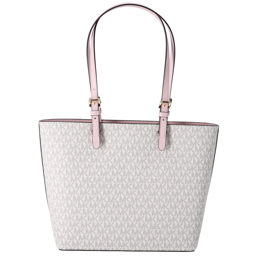 Michael Kors Jet Set Travel Medium Double Pocket Tote Vanilla MK Blush Pink