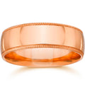 6mm Milgrain 14K Rose Gold Polished Wedding Band Size Selectable