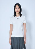 Miu Miu Women Lace-Trim Logo-Patch T-Shirt