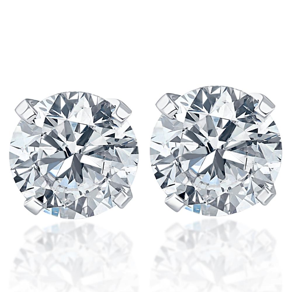 .85Ct Round Brilliant Cut Natural Quality VS2-SI1 Diamond Stud Earrings in 14K Gold Classic Setting