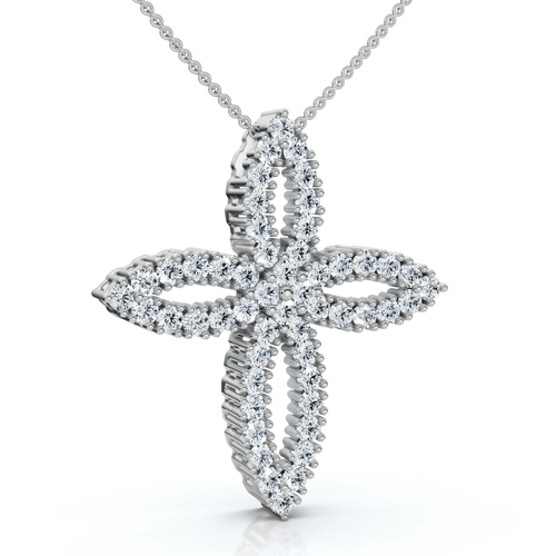 1/2Ct TW Diamond Cross Religious 10k Gold Lab Grown 18" Necklace