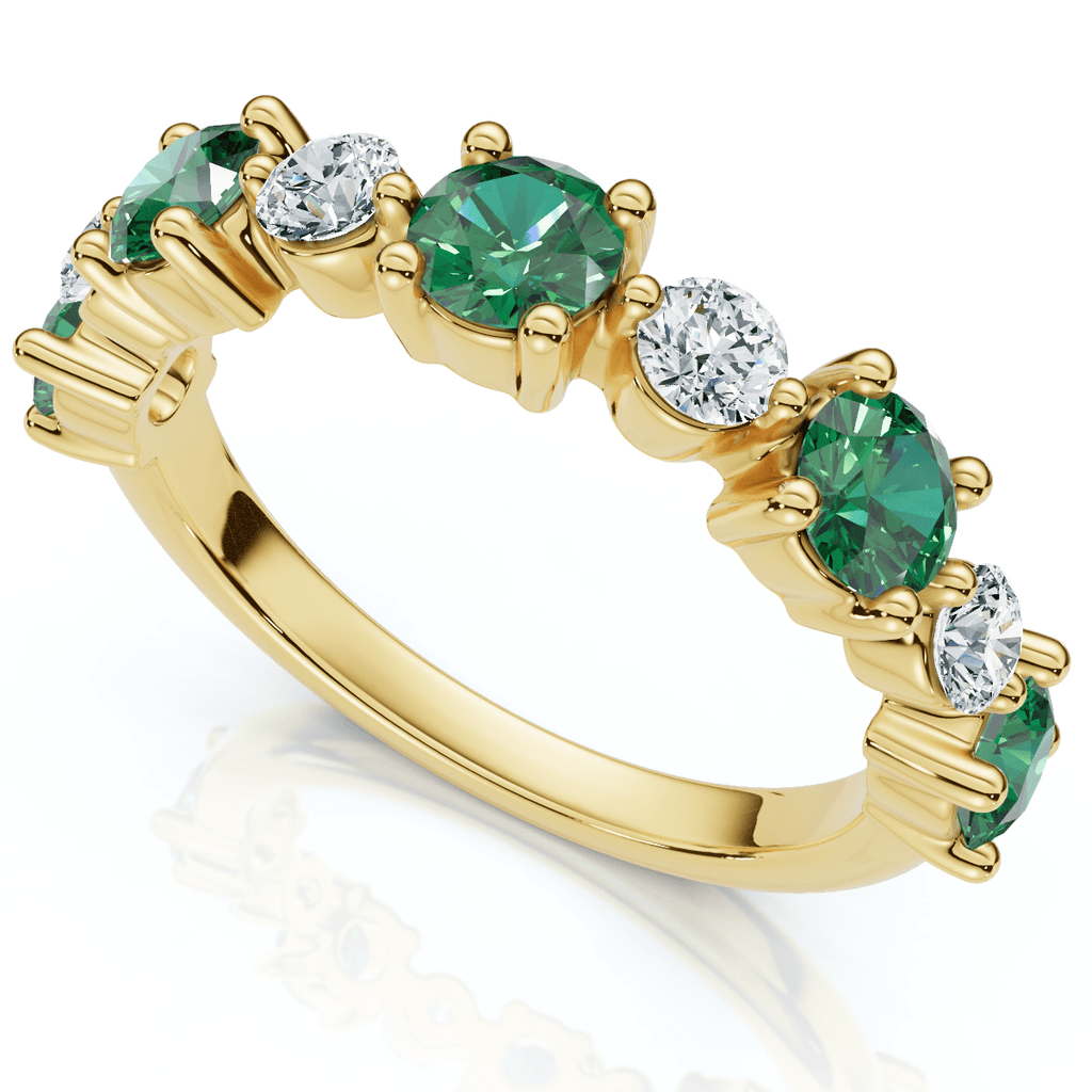 1Ct Sylvia Emerald & Diamond Anniversary Ring Gold Lab Grown