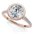 Certified 1 1/2ct Diamond Bezel With Accent Engagement Ring 14k Gold Lab Grown
