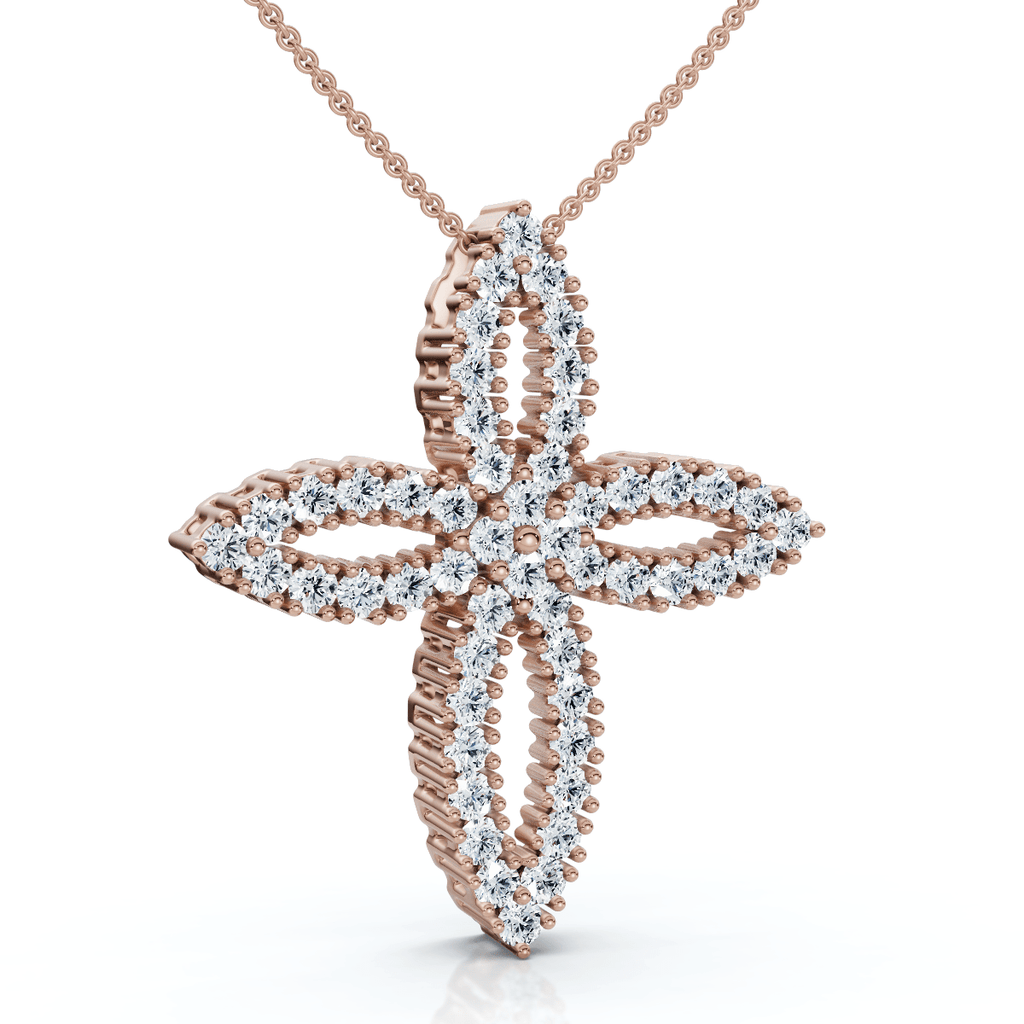 1/2Ct TW Diamond Cross Religious 10k Gold Lab Grown 18" Necklace