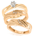 1/3ct Diamond Engagement Trio Wedding Band Set 14K Yellow Gold Size Selectable