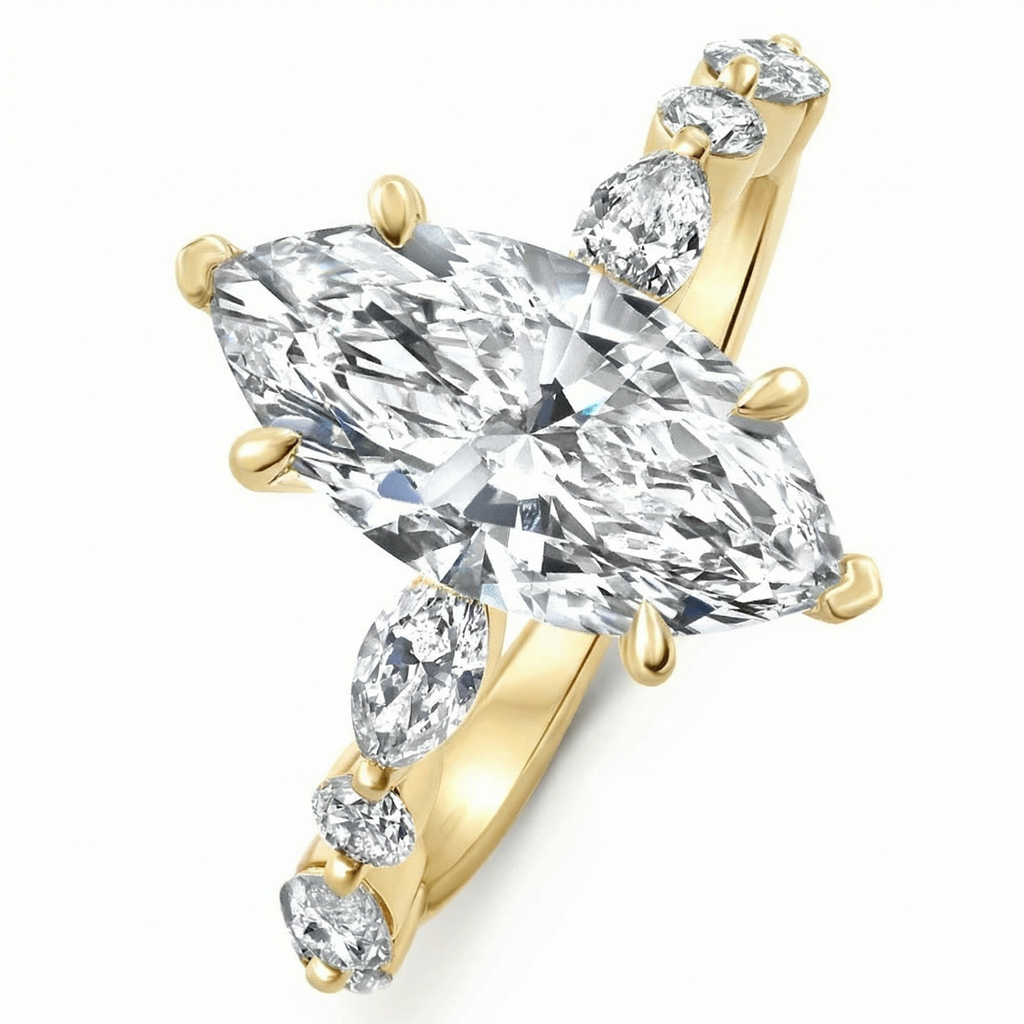 Certified 1.75-5.75Ct Marquise Diamond Engagement Ring 14k or Platinum Lab Grown