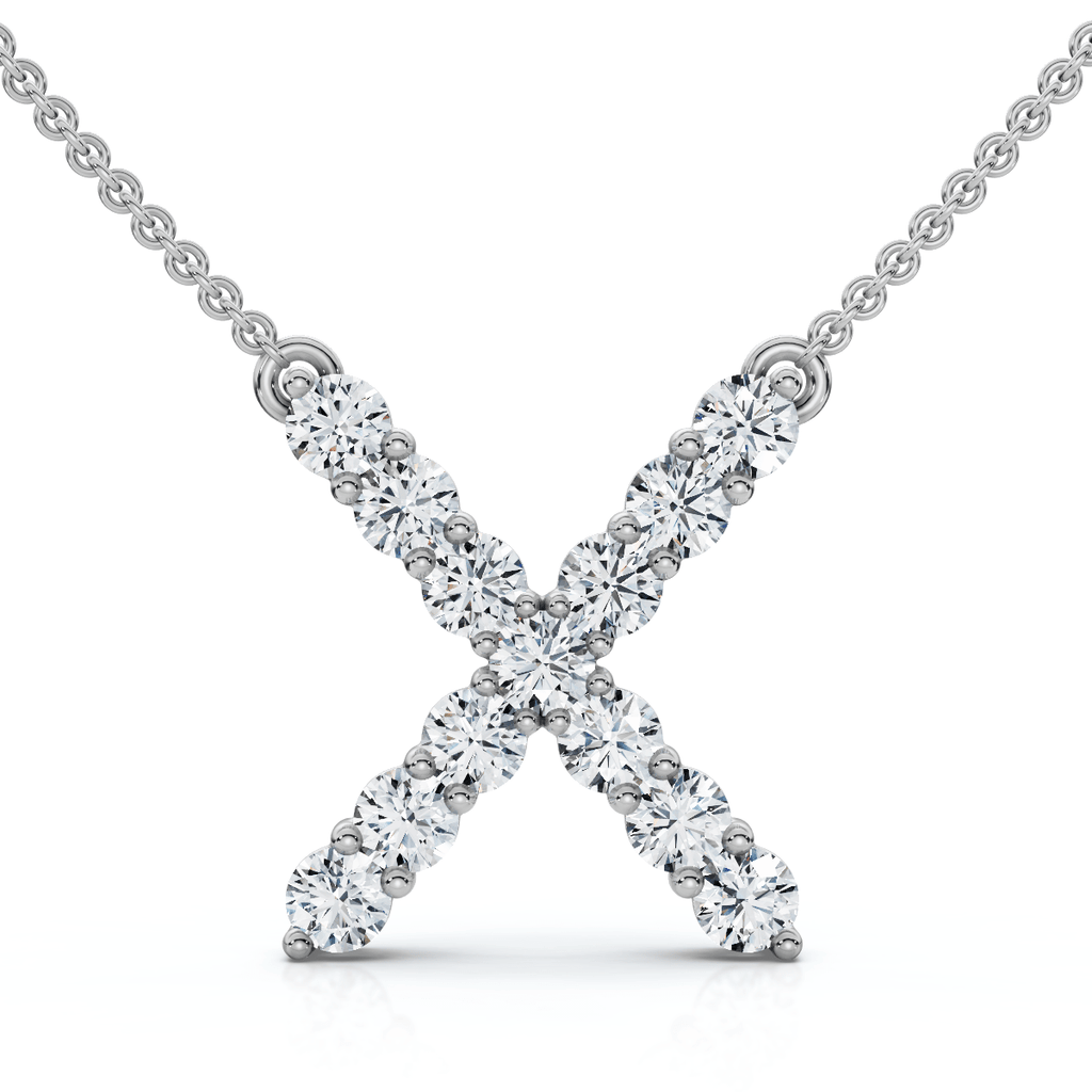 1Ct Diamond Initial "X" Pendant 14k Gold 18" Necklace Lab Grown 5/8" Tall